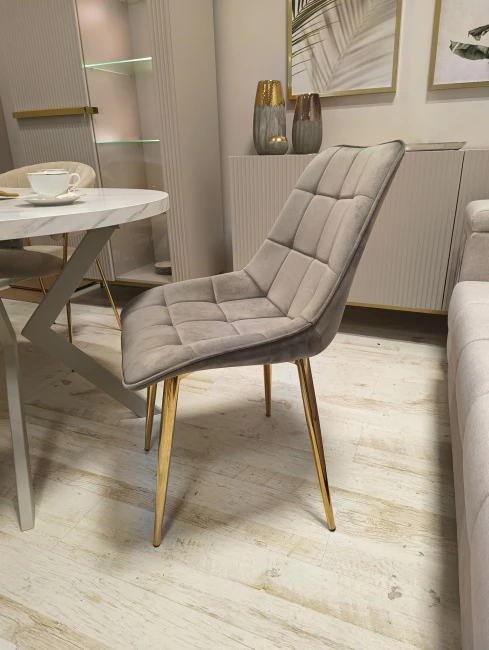 J262 szare złote nogi krzesło tapicerowane velvet