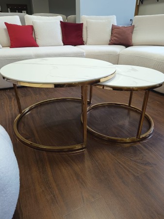 ŁAWA MUSE BIAŁY EFEKT MARMURU/ZŁOTY (ZESTAW)