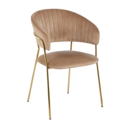 Krzesło tapicerowane GLAM K4-FX velvet cappucino (Riviera 24) / złote nogi  