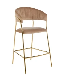 Hoker krzesło barowe glamour H3-FX velvet cappucino (ciemny beż) / złoty stelaż 