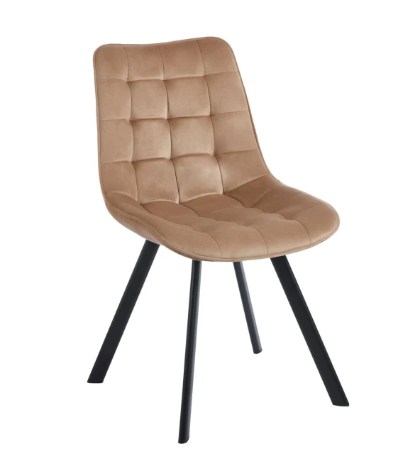 j265 krzesło tapicerowane pikowane tkanina velvetowa ciemny beż cappucino Furnitex.jpg