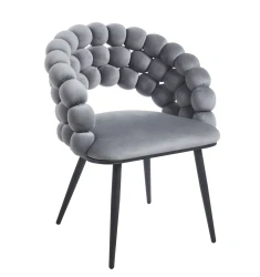 Krzesło tapicerowane plecione BUBBLE K20-FX szare (Riviera 91) / czarny stelaż