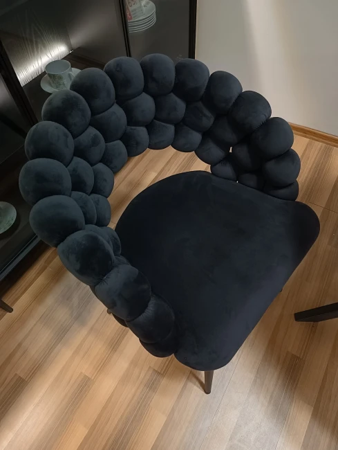 Krzesło tapicerowane plecione BUBBLE K20-FX czarne / czarny stelaż