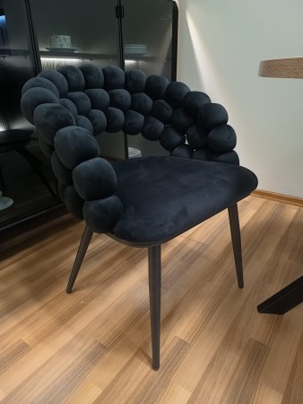 Krzesło tapicerowane plecione BUBBLE K20-FX czarne / czarny stelaż