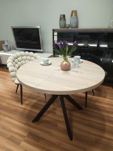 Okrągły stół EDDER rozkładany duży wybór kolorów / czarny stelaż