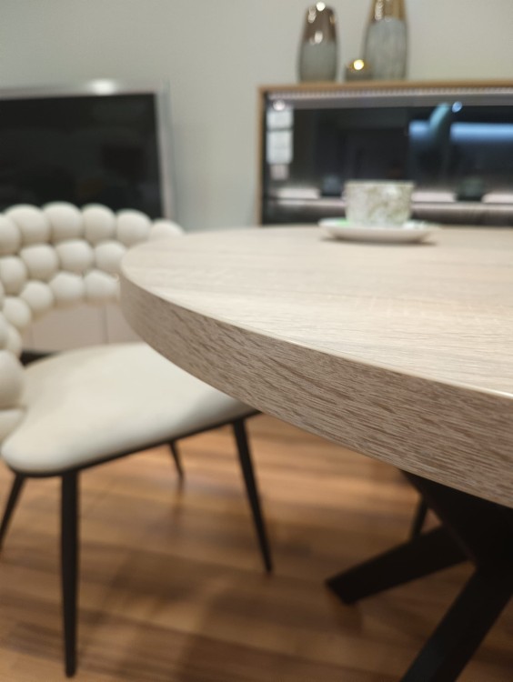 Okrągły stół EDDER rozkładany duży wybór kolorów / czarny stelaż