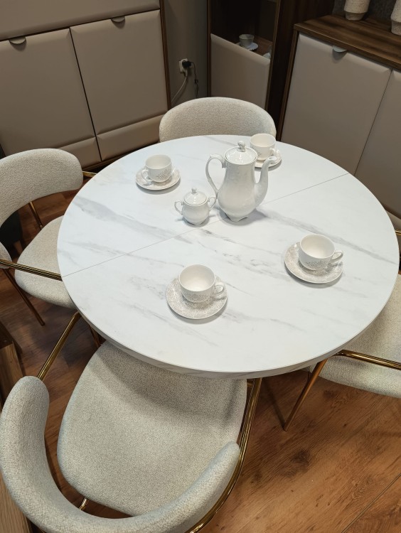 Okrągły stół EDDER rozkładany duży wybór kolorów / czarny stelaż