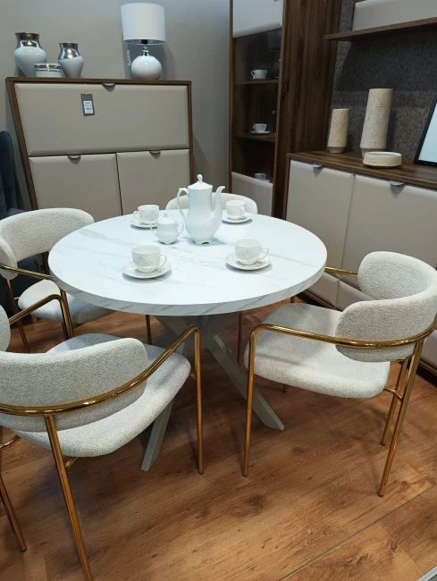 Okrągły stół EDDER rozkładany duży wybór kolorów / stelaż kaszmirowy