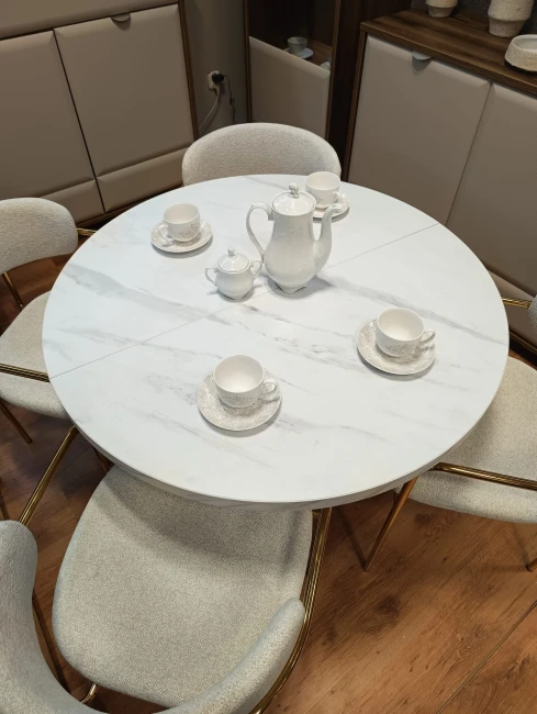 Okrągły stół EDDER rozkładany duży wybór kolorów / stelaż kaszmirowy