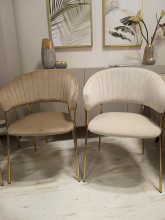 Krzesło tapicerowane K4-FX GLAM velvet cappucino (ciemny beż) / złote nogi