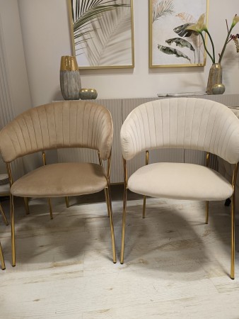 Krzesło tapicerowane K4-FX GLAM velvet cappucino (ciemny beż) / złote nogi