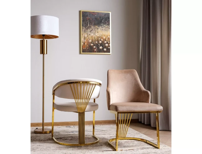 KRZESŁO CROWN VELVET ZŁOTY STELAŻ/J.BEŻ BLUVEL 22