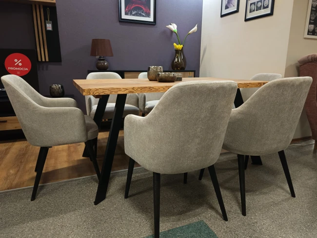 MIA wygodne krzesło ze sprężyną - duży wybór tkanin / stelaż buk